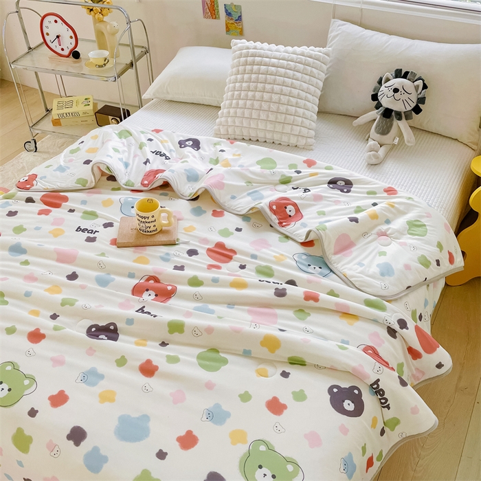 91家纺网 家纺一手货源 找家纺 米米儿家纺 2024新款A类针织棉夏被夏凉被被子被芯 炫彩小熊