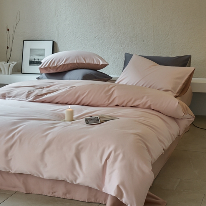 91家纺网 家纺一手货源 找家纺 鹿班家居 2024新款100S长绒棉双拼套件 标准会员-10 瑰丽粉