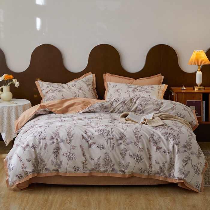 91家纺网 家纺一手货源 找家纺 千朵森 2024新款全棉长绒棉拼角款印花四件套（风格二） 瑞莎