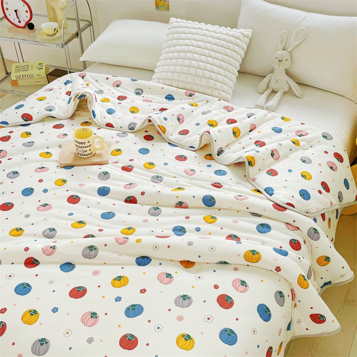 91家纺网 家纺一手货源 找家纺 米米儿家纺 2024新款A类针织棉夏被夏凉被被子被芯 南瓜贝贝