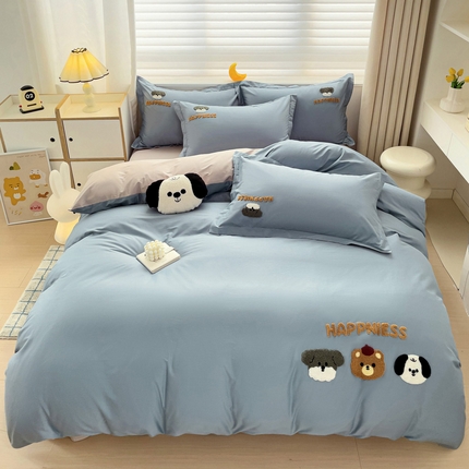 91家纺网 家纺一手货源 找家纺 （总）娜娜 2024新款全棉亲肤舒适毛巾绣卡通系列四件套