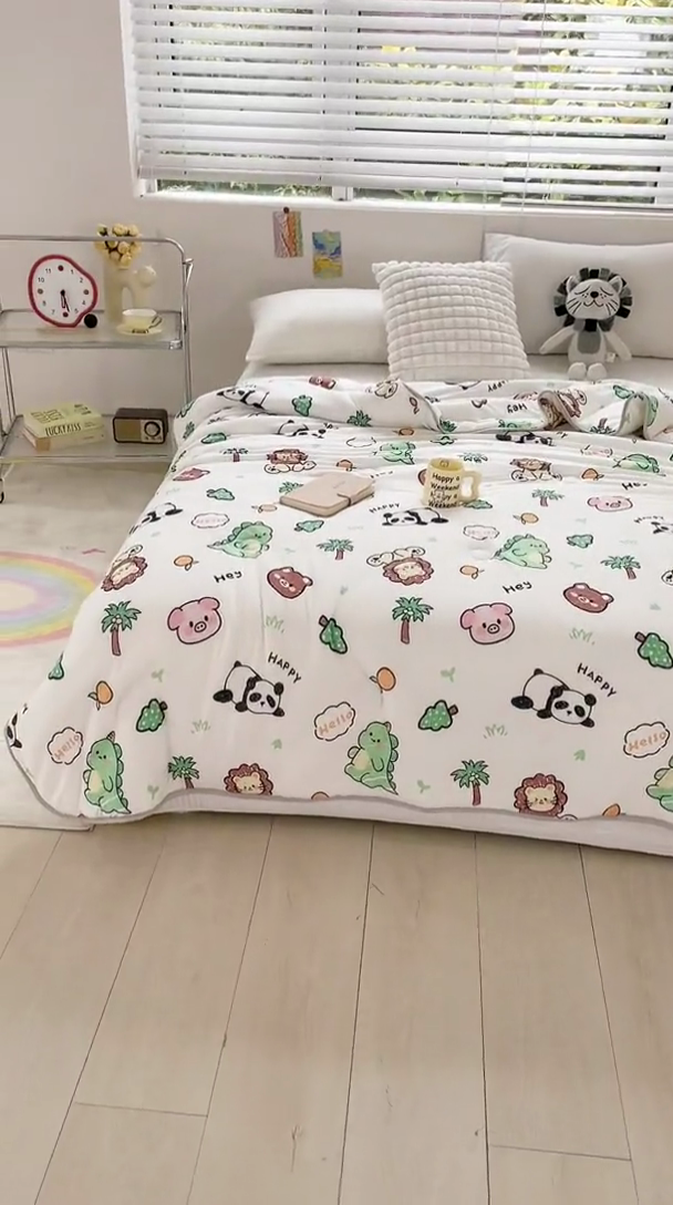 91家纺网 家纺一手货源 找家纺 米米儿家纺 2024新款A类针织棉夏被夏凉被被子被芯 快乐园