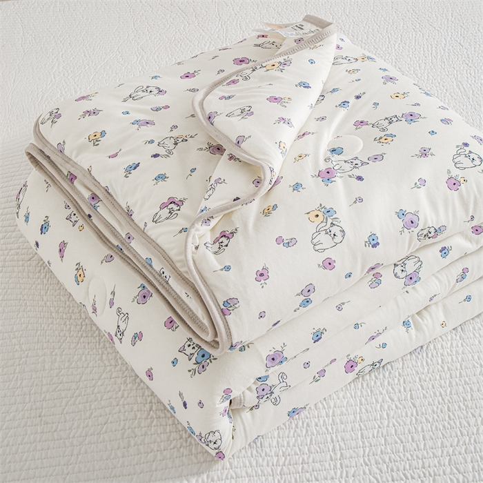 91家纺网 家纺一手货源 找家纺 米米儿家纺 2024新款A类针织棉夏被夏凉被被子被芯 花丛喵