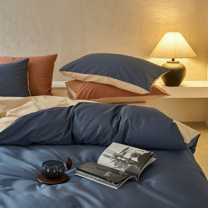 91家纺网 家纺一手货源 找家纺 鹿班家居 2024新款100S长绒棉双拼套件 标准会员-10 柔蓝