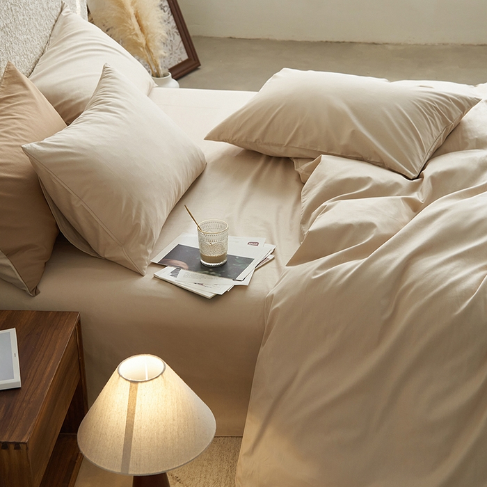 91家纺网 家纺一手货源 找家纺 千朵森 2024新款全棉贡缎双拼纯色四件套 暗香-玉石白