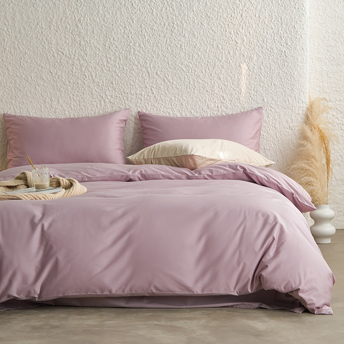 91家纺网 家纺一手货源 找家纺 （总）千朵森 2024新款全棉贡缎双拼纯色四件套