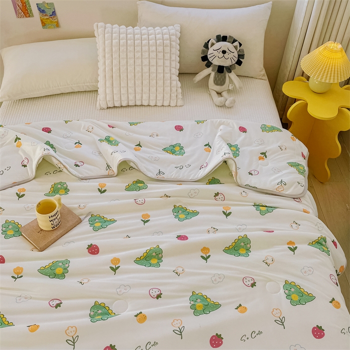 91家纺网 家纺一手货源 找家纺 米米儿家纺 2024新款A类针织棉夏被夏凉被被子被芯 可爱恐龙