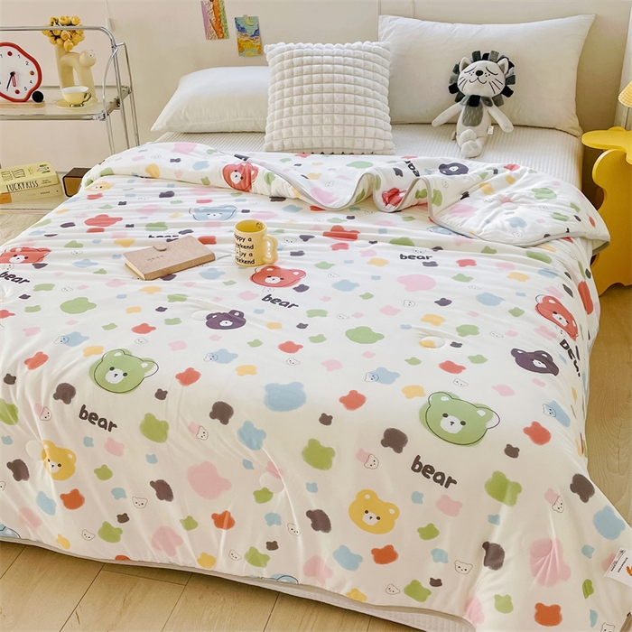 91家纺网 家纺一手货源 找家纺 米米儿家纺 2024新款A类针织棉夏被夏凉被被子被芯 炫彩小熊