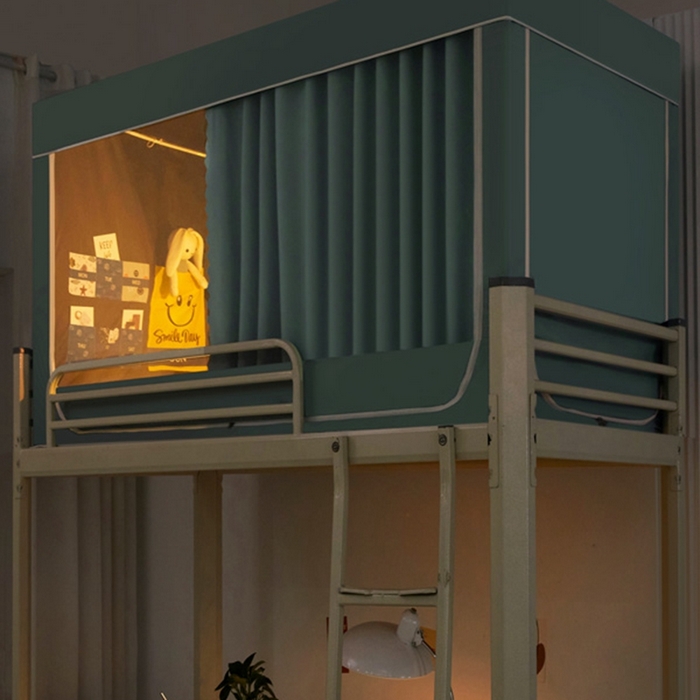 91家纺网 家纺一手货源 找家纺 宅部落 2024新款99%全遮光涂层学生上下铺蚊帐 纯色-浅蓝