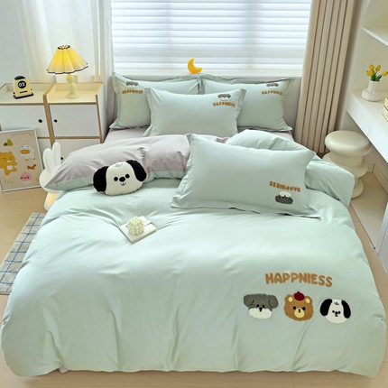 91家纺网 家纺一手货源 找家纺 （总）娜娜 2024新款全棉亲肤舒适毛巾绣卡通系列四件套