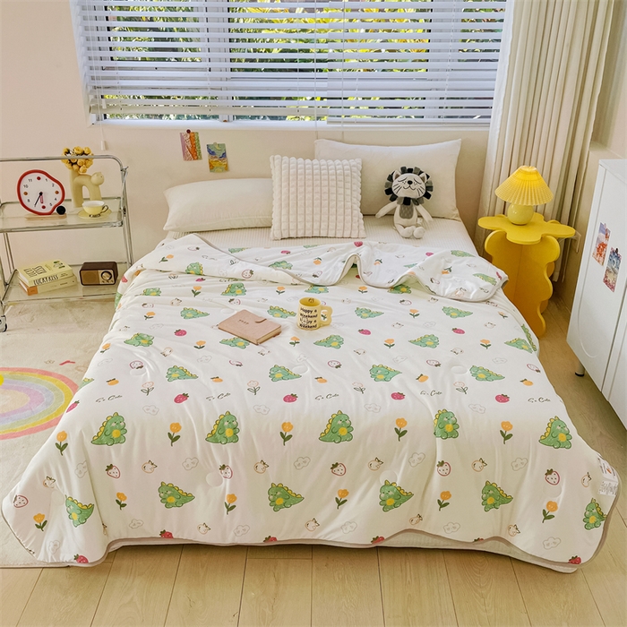 91家纺网 家纺一手货源 找家纺 米米儿家纺 2024新款A类针织棉夏被夏凉被被子被芯 可爱恐龙