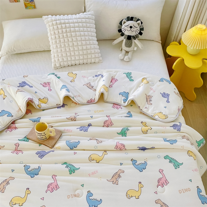 91家纺网 家纺一手货源 找家纺 米米儿家纺 2024新款A类针织棉夏被夏凉被被子被芯 恐龙时代