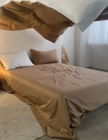 91家纺网 家纺一手货源 找家纺 千朵森 2024新款全棉贡缎双拼纯色四件套 暗香-瑞雪白双拼