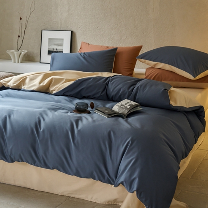 91家纺网 家纺一手货源 找家纺 鹿班家居 2024新款100S长绒棉双拼套件 标准会员-10 柔蓝