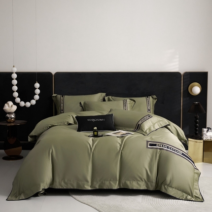 91家纺网 家纺一手货源 找家纺 （总）爱缦 2024新款100支澳棉CR工艺极简轻奢刺绣四件套-茹伊 风格二