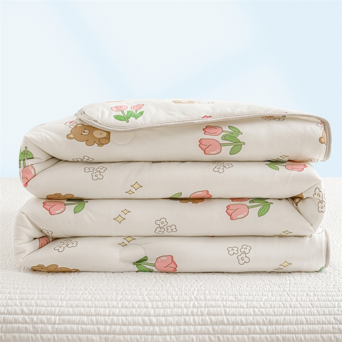 91家纺网 家纺一手货源 找家纺 米米儿家纺 2024新款A类针织棉夏被夏凉被被子被芯 郁金香小兔