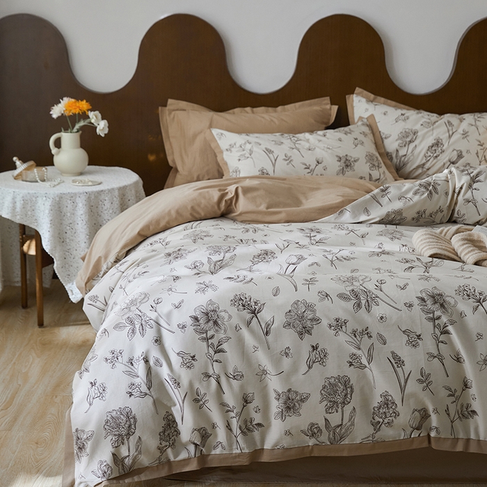 91家纺网 家纺一手货源 找家纺 千朵森 2024新款全棉长绒棉拼角款印花四件套（风格二） 简爱