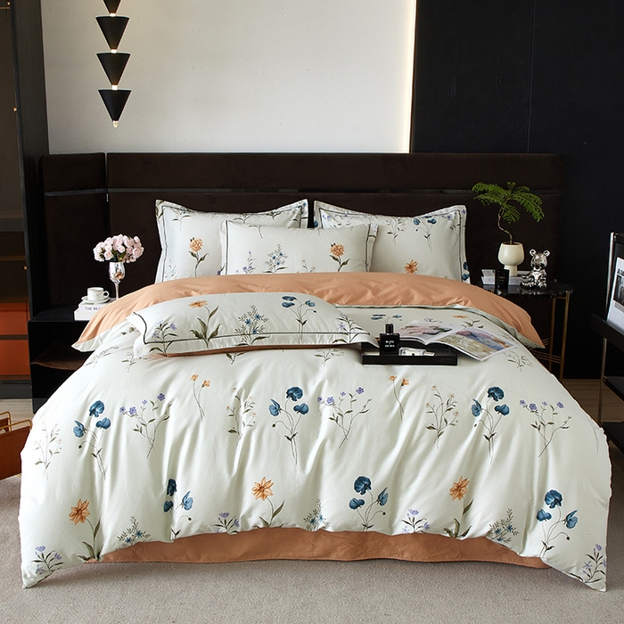 91家纺网 家纺一手货源 找家纺 沐白 2024新款全棉全棉13376全活性印花黄金棉系列四件套 夏瑶-蓝