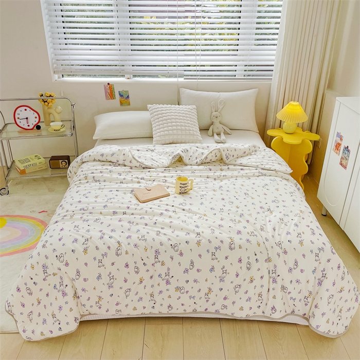 91家纺网 家纺一手货源 找家纺 米米儿家纺 2024新款A类针织棉夏被夏凉被被子被芯 花丛喵