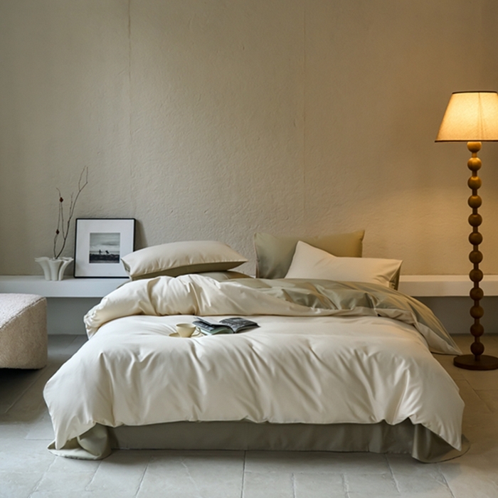 91家纺网 家纺一手货源 找家纺 鹿班家居 2024新款100S长绒棉双拼套件 标准会员-10 奶昔白