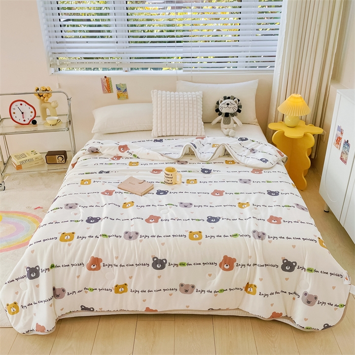 91家纺网 家纺一手货源 找家纺 米米儿家纺 2024新款A类针织棉夏被夏凉被被子被芯 字母熊