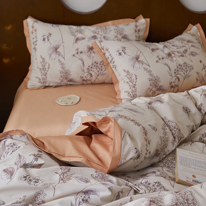 91家纺网 家纺一手货源 找家纺 千朵森 2024新款全棉长绒棉拼角款印花四件套（风格二） 瑞莎