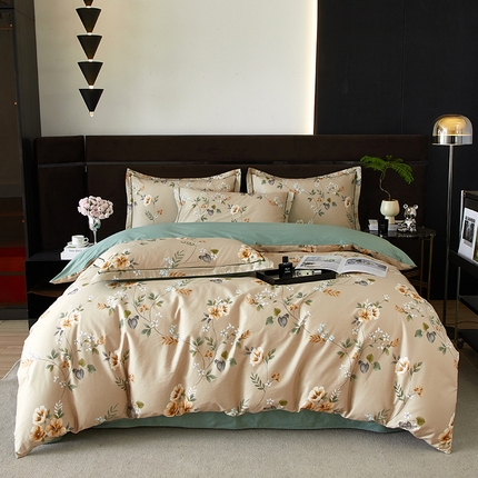 91家纺网 家纺一手货源 找家纺 （总）沐白 2024新款全棉全棉13376全活性印花黄金棉系列四件套