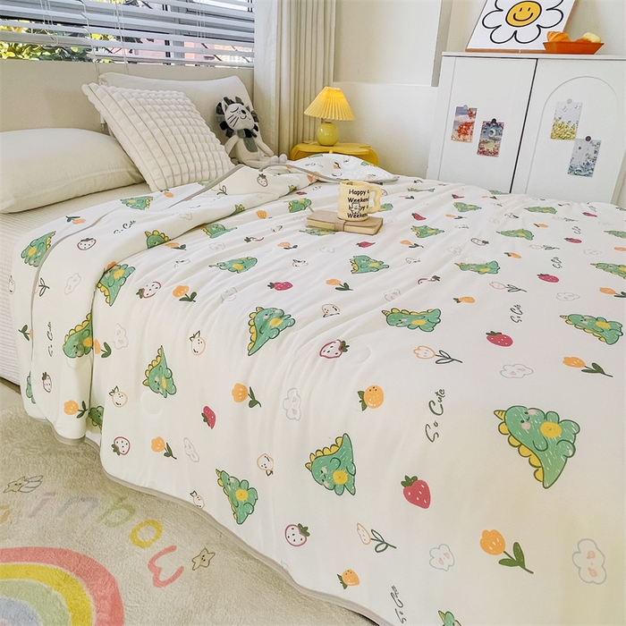 91家纺网 家纺一手货源 找家纺 米米儿家纺 2024新款A类针织棉夏被夏凉被被子被芯 可爱恐龙