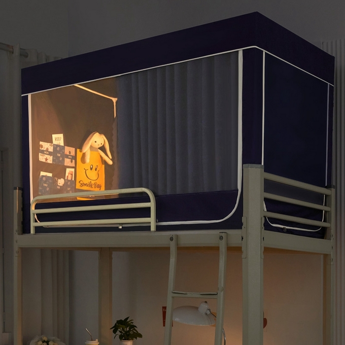 91家纺网 家纺一手货源 找家纺 宅部落 2024新款99%全遮光涂层学生上下铺蚊帐 纯色-藏蓝