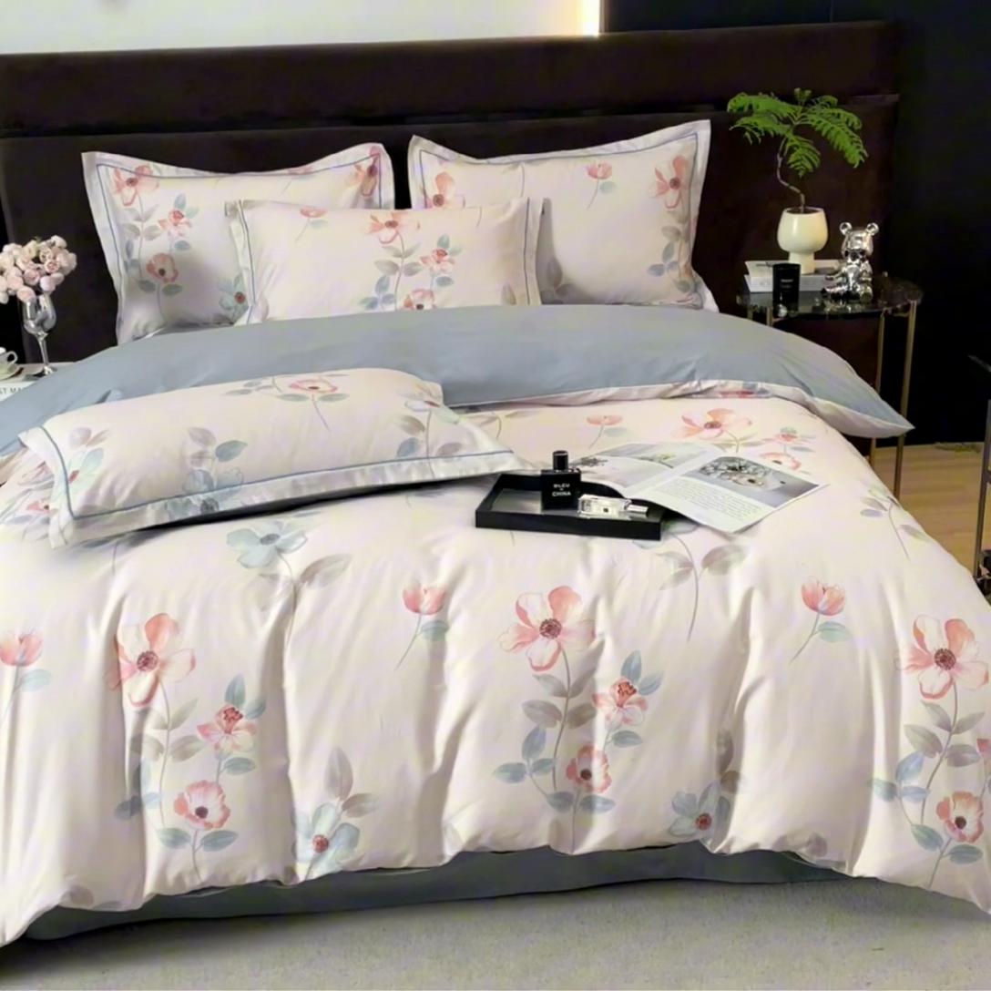 91家纺网 家纺一手货源 找家纺 沐白 2024新款全棉全棉13376全活性印花黄金棉系列四件套 初宜-粉