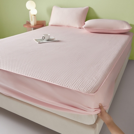 91家纺网 家纺一手货源 找家纺 莱登卡奴 2025新款A类云母凉感丝系列-床笠款凉席 粉玉