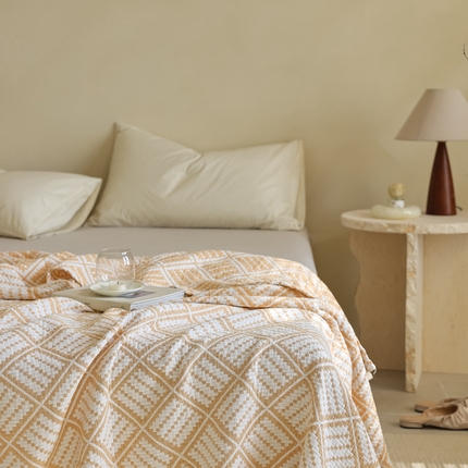 91家纺网 家纺一手货源 找家纺 （总）朴尔 2024年新品格调简约风全棉三层纱布毛巾被