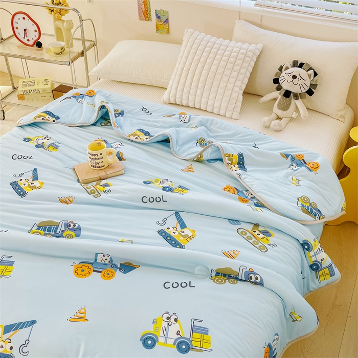 91家纺网 家纺一手货源 找家纺 米米儿家纺 2024新款A类针织棉夏被夏凉被被子被芯 挖土机