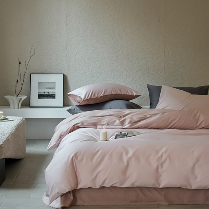 91家纺网 家纺一手货源 找家纺 鹿班家居 2024新款100S长绒棉双拼套件 标准会员-10 瑰丽粉