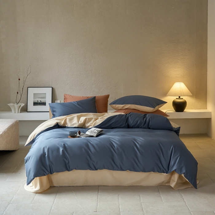 91家纺网 家纺一手货源 找家纺 鹿班家居 2024新款100S长绒棉双拼套件 标准会员-10 柔蓝