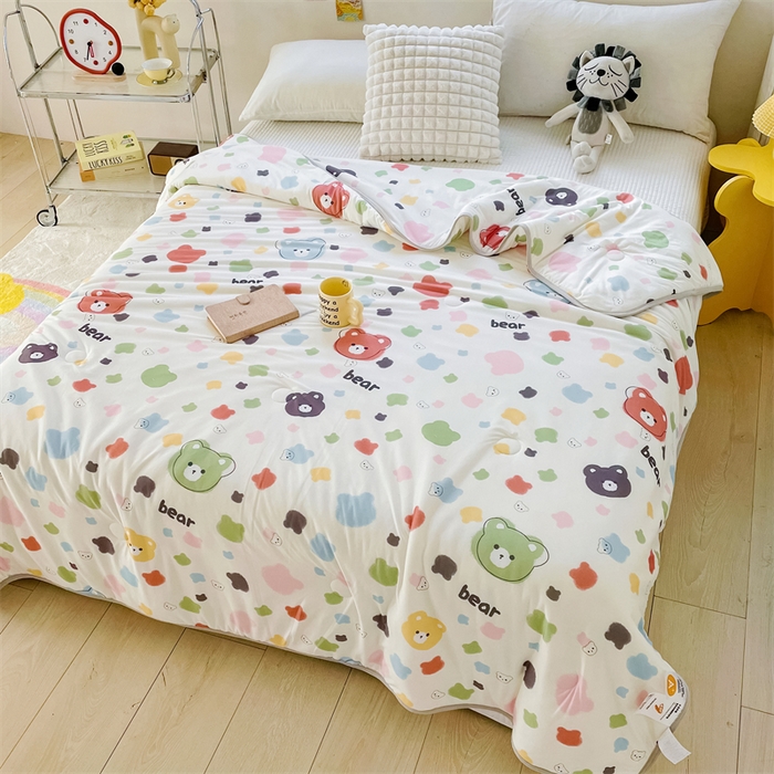 91家纺网 家纺一手货源 找家纺 米米儿家纺 2024新款A类针织棉夏被夏凉被被子被芯 炫彩小熊