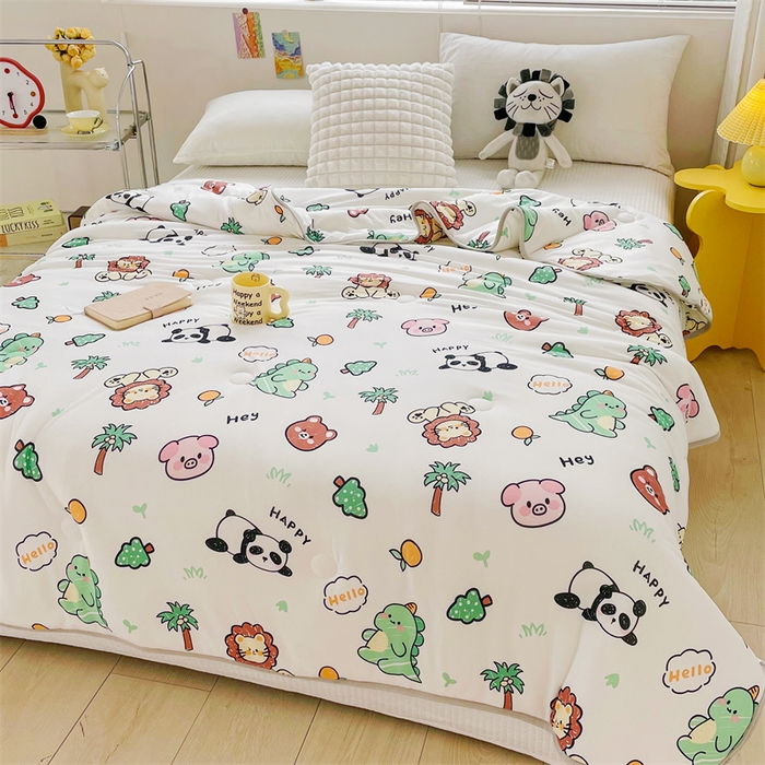 91家纺网 家纺一手货源 找家纺 米米儿家纺 2024新款A类针织棉夏被夏凉被被子被芯 快乐园