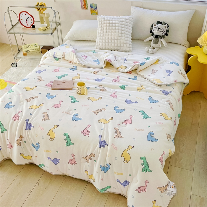 91家纺网 家纺一手货源 找家纺 米米儿家纺 2024新款A类针织棉夏被夏凉被被子被芯 恐龙时代