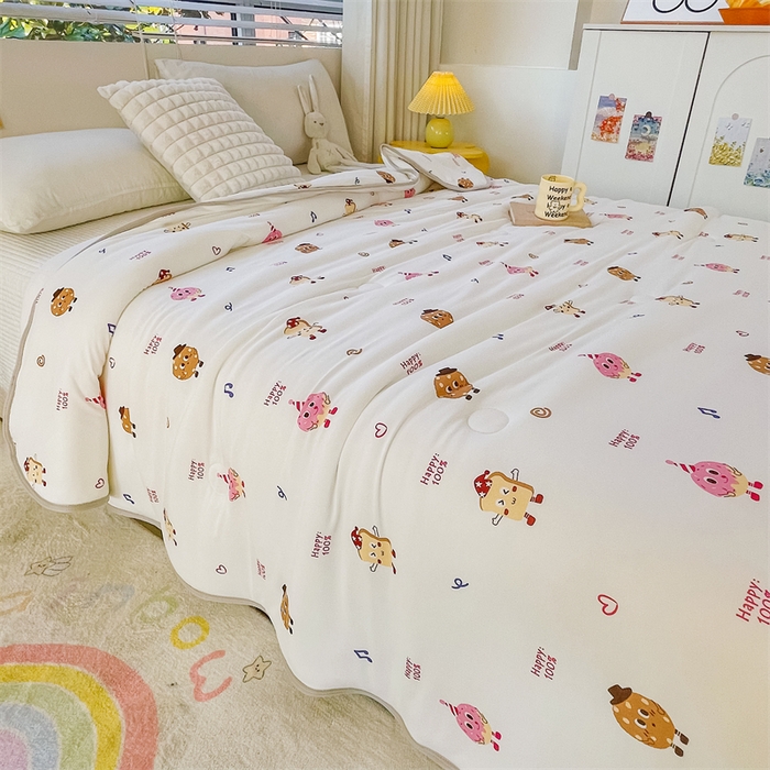 91家纺网 家纺一手货源 找家纺 米米儿家纺 2024新款A类针织棉夏被夏凉被被子被芯 曲奇伙伴