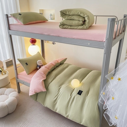 91家纺网 家纺一手货源 找家纺 （总）米瑞娜2024水洗棉麻双拼纯色学生款枕套