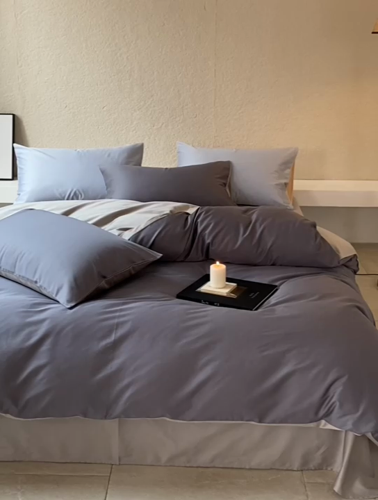 91家纺网 家纺一手货源 找家纺 鹿班家居 2024新款100S长绒棉双拼套件 标准会员-10 浓情灰