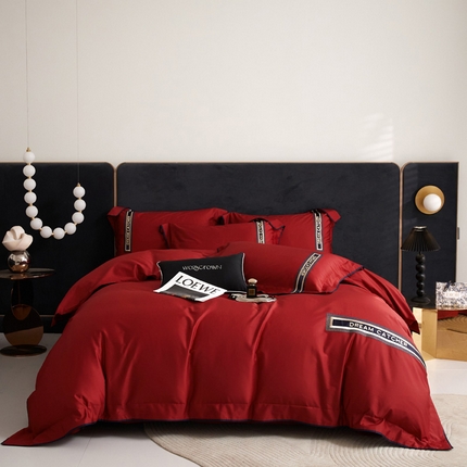 91家纺网 家纺一手货源 找家纺 （总）爱缦 2024新款100支澳棉CR工艺极简轻奢刺绣四件套-茹伊 风格二