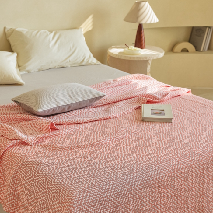 91家纺网 家纺一手货源 找家纺 朴尔 2024年新品格调简约风全棉三层纱布毛巾被 西西里-橘