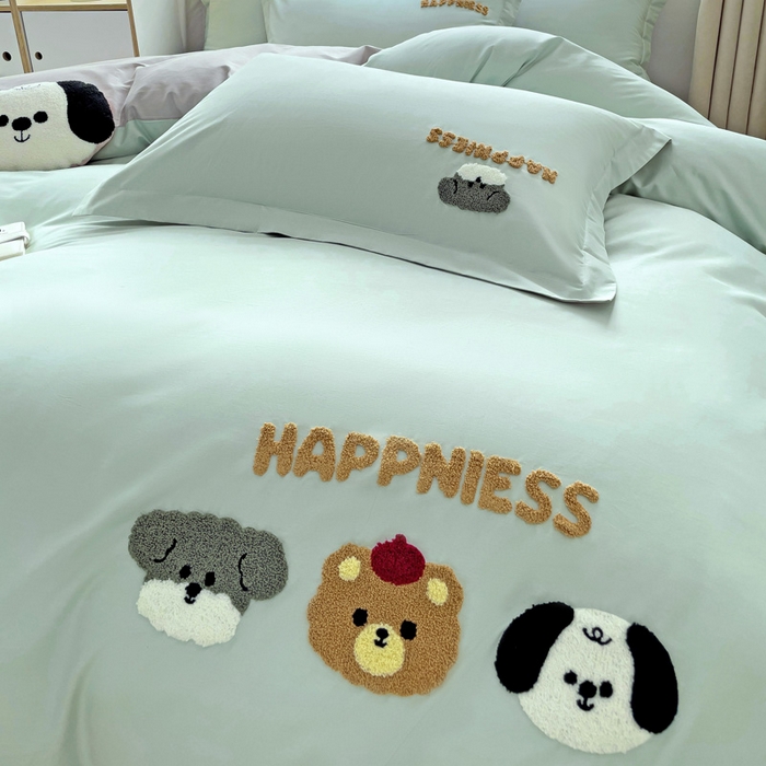 91家纺网 家纺一手货源 找家纺 娜娜 2024新款全棉亲肤舒适毛巾绣卡通系列四件套 汪汪队-繁星蓝