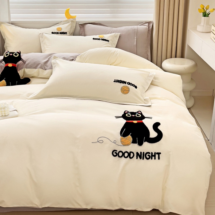 91家纺网 家纺一手货源 找家纺 （总）娜娜 2024新款全棉亲肤舒适毛巾绣卡通系列四件套