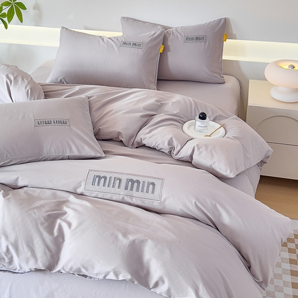 91家纺网 家纺一手货源 找家纺 KA家纺 2025春夏新品60S轻奢刺绣全棉四件套M款 M款山灰