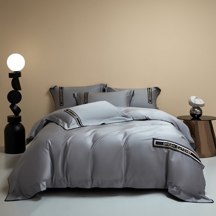 91家纺网 家纺一手货源 找家纺 （总）爱缦 2024新款100支澳棉CR工艺极简轻奢刺绣四件套-茹伊 风格一