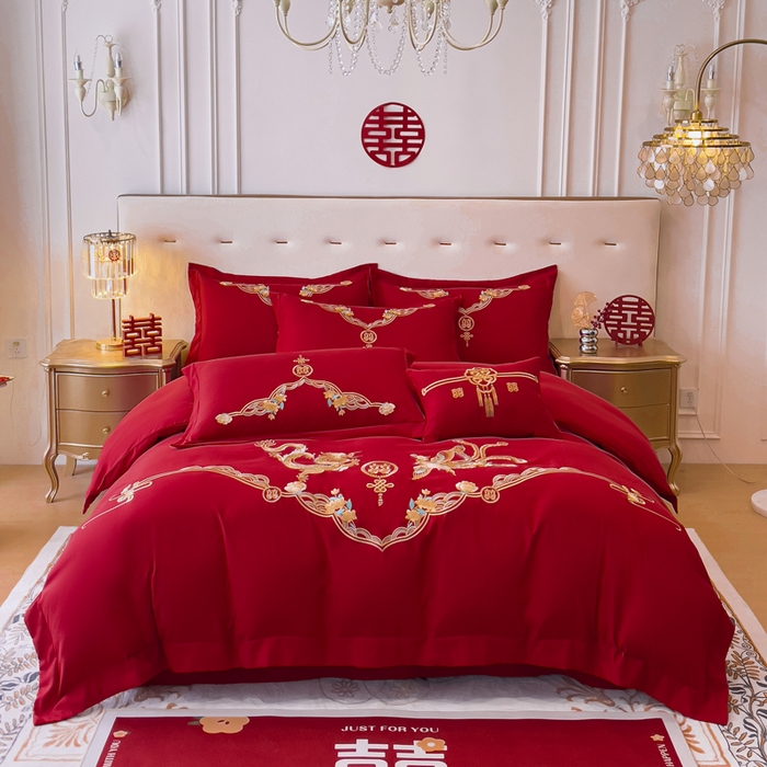 91家纺网 家纺一手货源 找家纺 （总）2024新款亲肤面料婚庆刺绣系列四件套