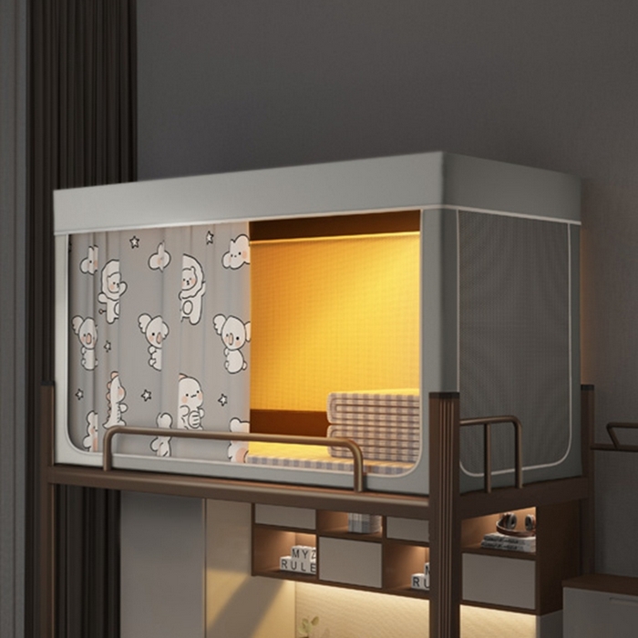 91家纺网 家纺一手货源 找家纺 宅部落 2024新款99%全遮光涂层学生上下铺蚊帐 印花-动物乐园