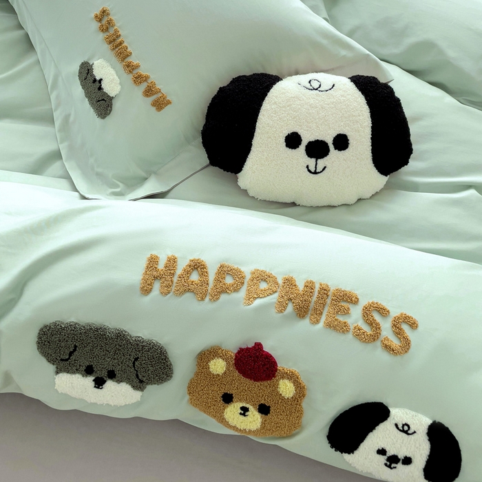 91家纺网 家纺一手货源 找家纺 娜娜 2024新款全棉亲肤舒适毛巾绣卡通系列四件套 汪汪队-繁星蓝